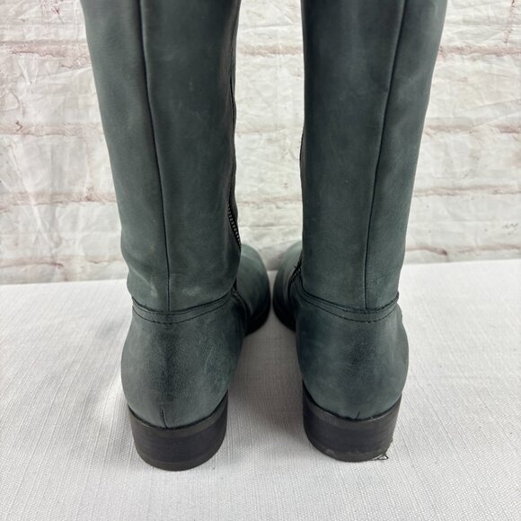 J. Crew Women's 10 Gray Leather Knee High Tall Riding Boots - Picture 10 of 14